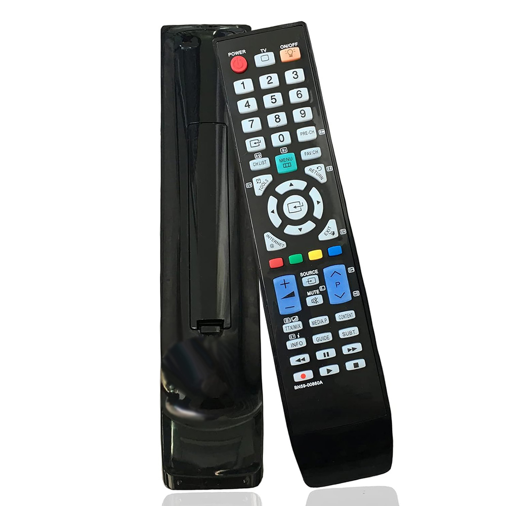 Voor- en achterkant van de universele Samsung BN59-00860A afstandsbediening