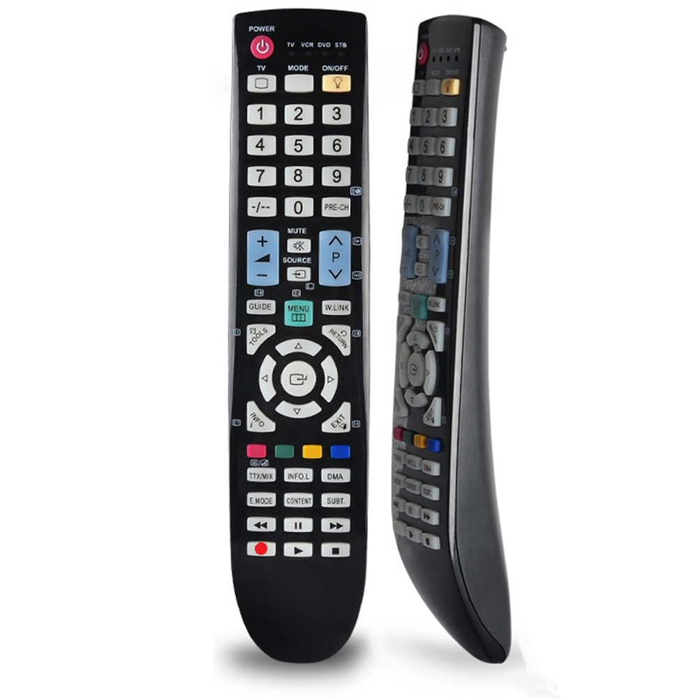 Voor- en zijkant van de universele Samsung BN59-00860A afstandsbediening