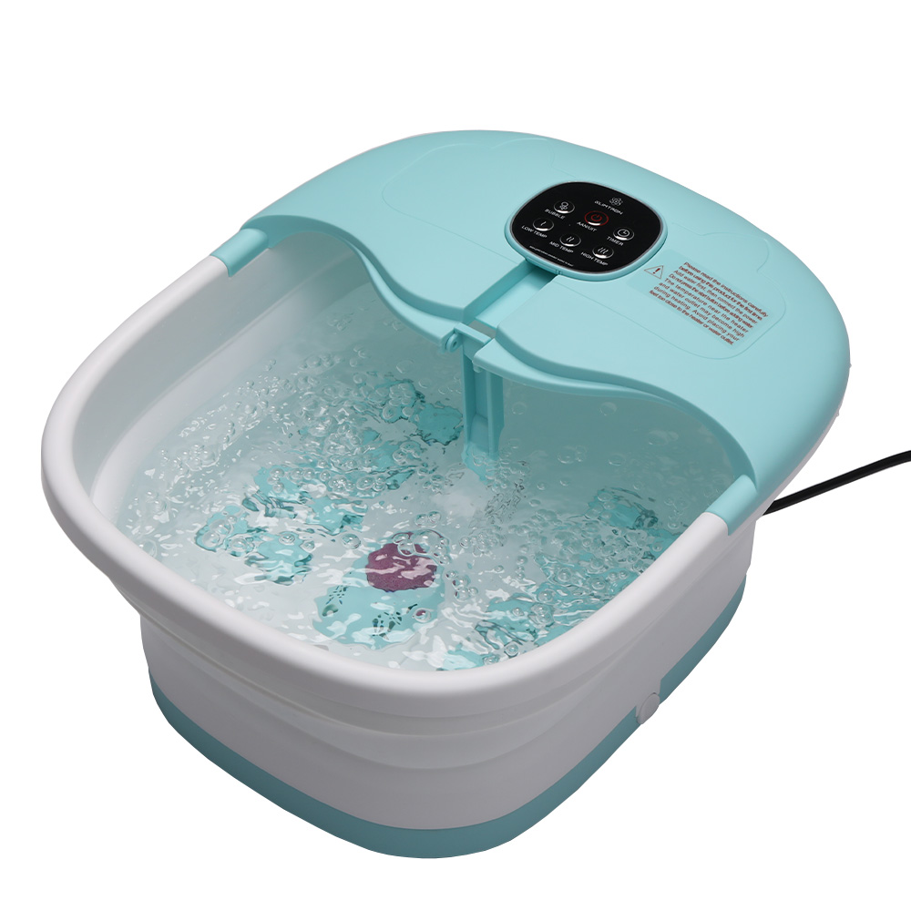 Slimtron FB02 Elektrisch Voetenbad – Verwarming, Bubbels en Massagerollers – Blauw