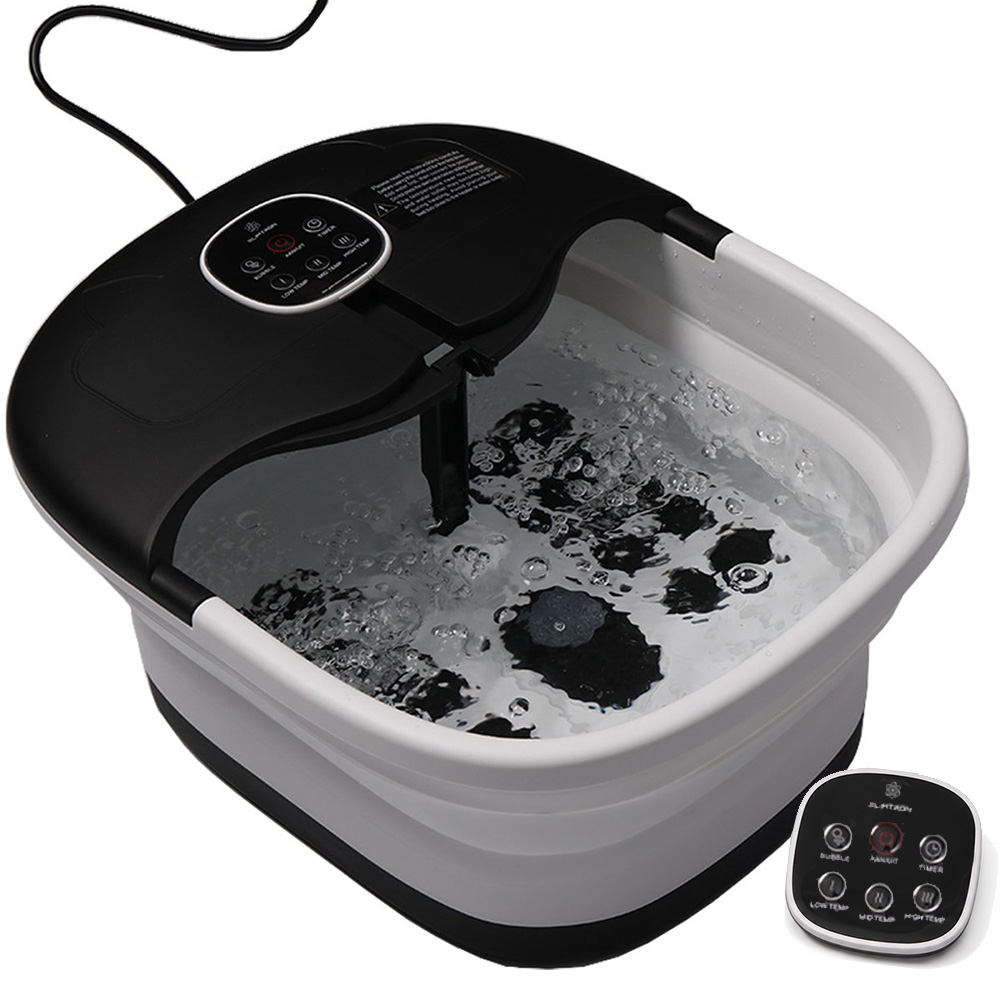 Slimtron FB02 Elektrisch Voetenbad – Verwarming, Bubbels en Massagerollers – Zwart