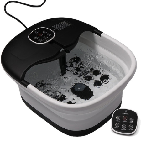 Slimtron FB02 elektrisch voetenbad met verwarming, bubbels en massagerollers, zwart met afstandsbediening