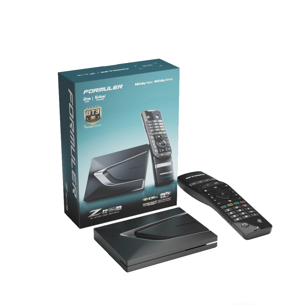 Formuler Z12 Ultra SE mediaplayer met verpakking en afstandsbediening